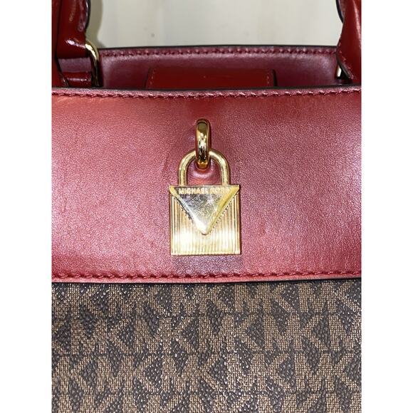 MICHAEL Michael Kors Gramercy Large Logo Satchel in Brown/Brandy Excellent - Picture 5 of 16